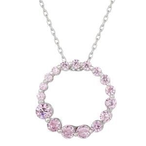 Suzy Levian Sterling Silver Pink Cubic Zirconia Circle Necklace